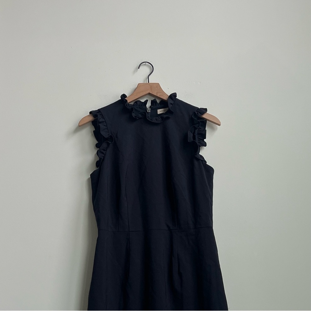 Rebecca Taylor Spring Navy Ruffle Sleeveless Dress Size 6 Wool Tailored Luxury - Picture 5 of 12